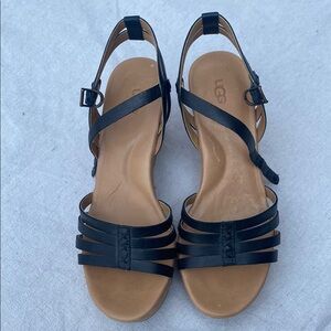 Women’s 6.5. UGG Black and Tan Sandals Casual Summer Style. Worn once.